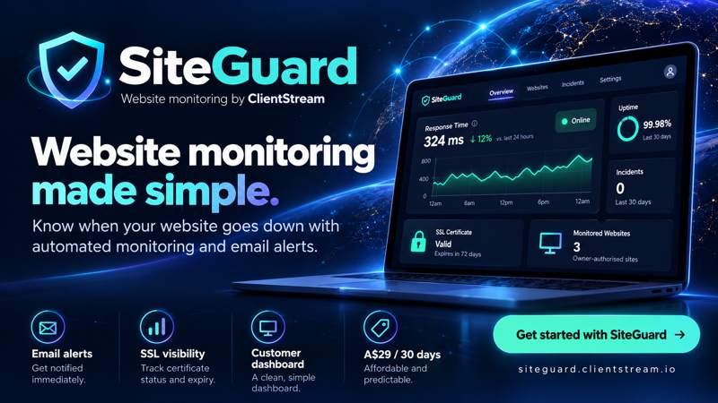 SiteGuard website monitoring promotional banner
